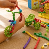 Klocki konstrukcyjne TWIST ART 3D – zestaw edukacyjny 150 elementów