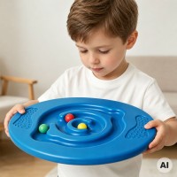 Deska sensoryczna do balansowania z labiryntem i piłeczkami – niebieska