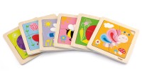 Drewniane puzzle ZWIERZĄTKA – 12 układanek ze stojakiem