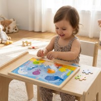 Drewniane puzzle ze stojakiem – 12 układanek po 24 elementy