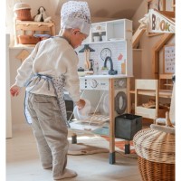 Drewniana kuchnia 9w1 z pralką i akcesoriami – biała