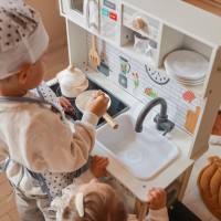 Drewniana kuchnia 9w1 z pralką i akcesoriami – biała