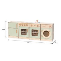 Drewniany zestaw kuchenny XL z lodówką, kuchenką, zmywarką i pralką – zielony
