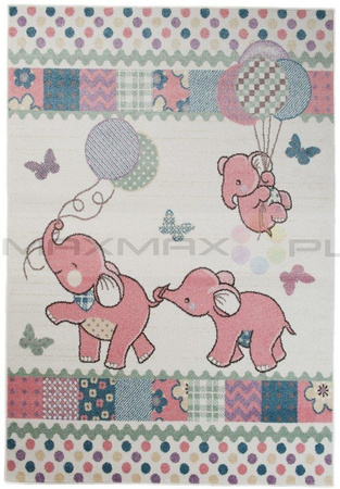 Dywan do Przedszkola Kids Pastel Słoniki Róż 33