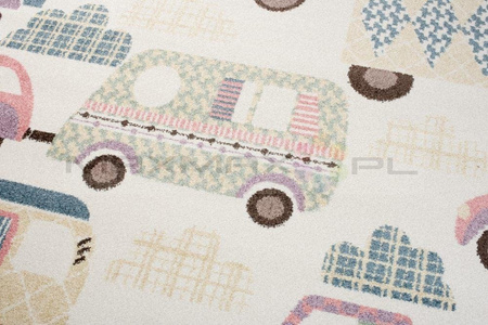 Dywan do Przedszkola Kids Pastel Samochody Krem 19