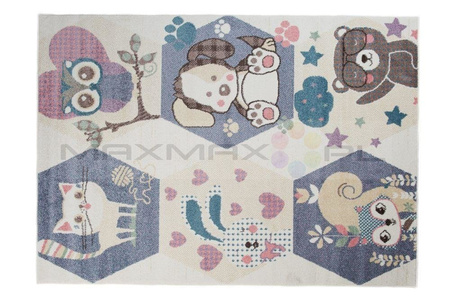 Dywan do Przedszkola Kids Pastel Zwierzaki Krem 40
