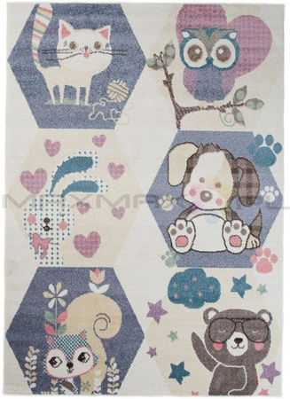 Dywan do Przedszkola Kids Pastel Zwierzaki Krem 40