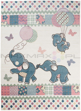 Dywan do Przedszkola Kids Pastel Słoniki Niebieski 32