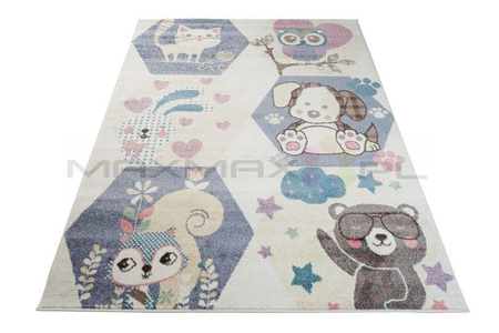 Dywan do Przedszkola Kids Pastel Zwierzaki Krem 40